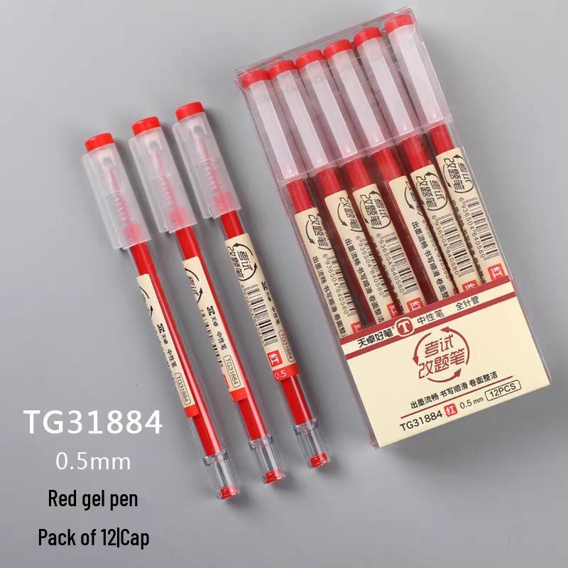 

Tianzhu Quick-Dry Black Ink Pen, Full Needle Tube 0.5mm, Refillable, Red, Ideal for Study and Exams - Original Product 31884 0.5mm
