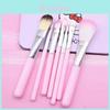 Hello Kitty Cosmetic Brush Kit With Synthetic Hair Sevenpiece Travel Friendly Makeup Tools