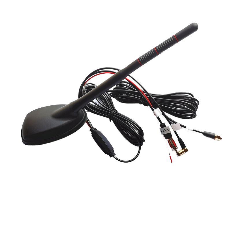 Universal Vehicle Antenna GPS+DAB+FM Three-in-one Active Band Gain Amplifying Antenna with 275mm Cable and 75 Ohms Impedance