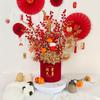 Fortune Bucket New Year Decoration Set - Festive Ornaments for Bedroom and Living Room with Flowers and Fu Character.