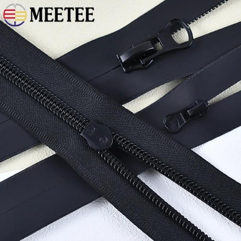 2-10M Meetee 3# 5# 8# 10# Schwarze wasserdichte Reißverschlüsse Unsichtbarer Nylon-Reißverschlussverschluss für Jacke Tasche Reißverschlussreparatur Nähzubehör
