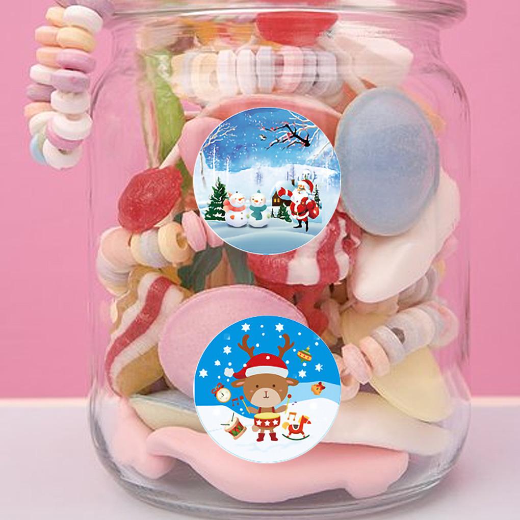 500 szt./rolka Świąteczna Naklejka Uszczelniająca do Torebek na Cukierki Etykieta na Torebkę z Prezentem Dekoracyjne Naklejki na Pudełko z Upominkami