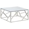 VidaXL Coffee Table Silver Stainless Steel and Tempered Glass 349947