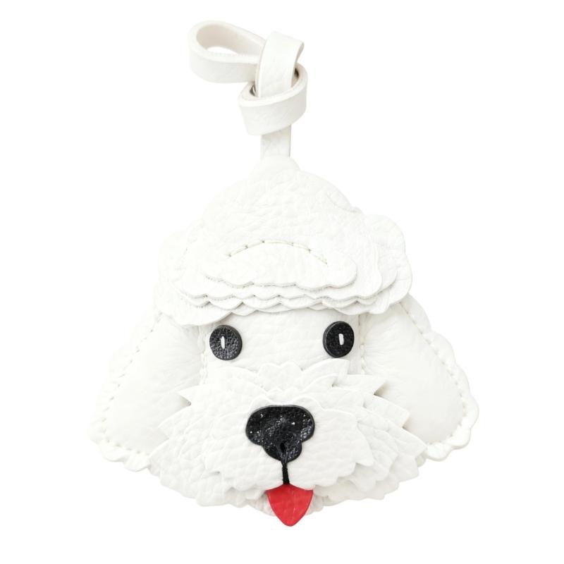 Lovely Dog Design Keychain For Keys Bags Car Decoration Soft PU Leather Keyring Fashionable Accessory Gift белый