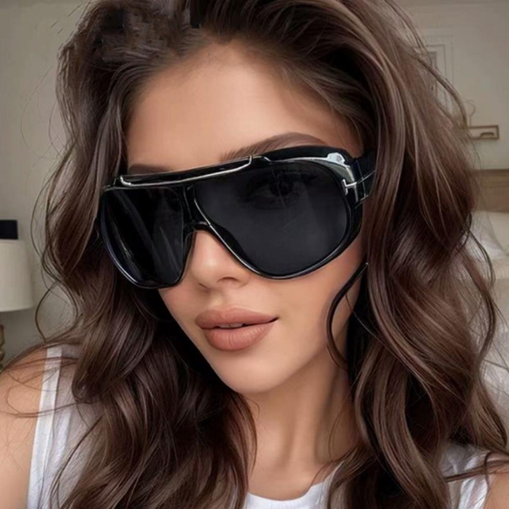 New Oversized Shield Sunglasses Goggle Women Men Vintage Female Sun Glasses Trending Big Frame Shades Eyeglasses De Sol Oculos