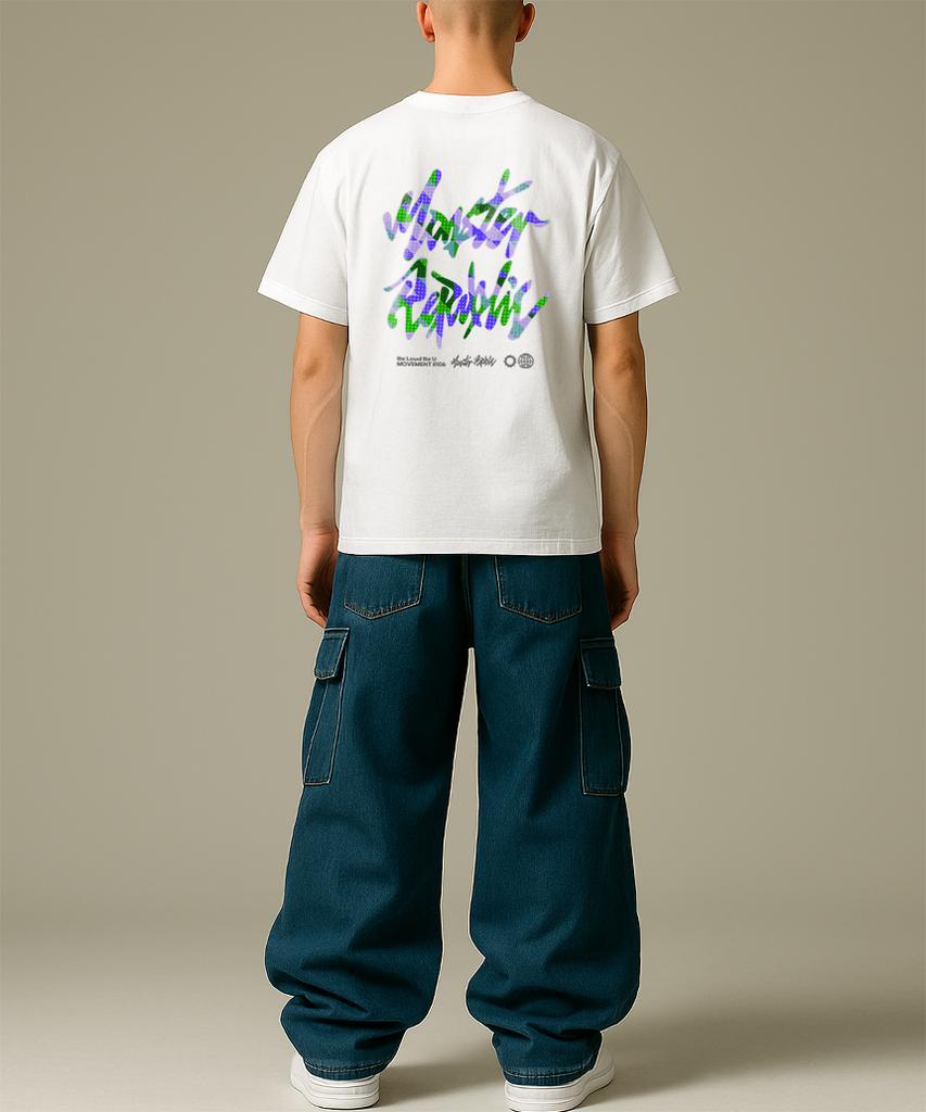 MONSTER REPUBLIC Vintage Circle Logo Mix Blue T-Shirt White_8106