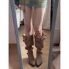 But Knee Boots Pointed Thick Heel Versatile Thin Belt Buckle Pile Boots