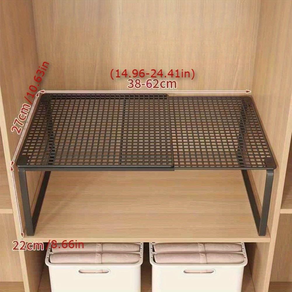 Organizzatore Telescopico per Armadio in Carbonio Heavy-Duty per Vestiti Interno, Ripiano ad Altezza Regolabile, Organizer a Scaffale, Rastrelliera Salvaspazio Pieghevole