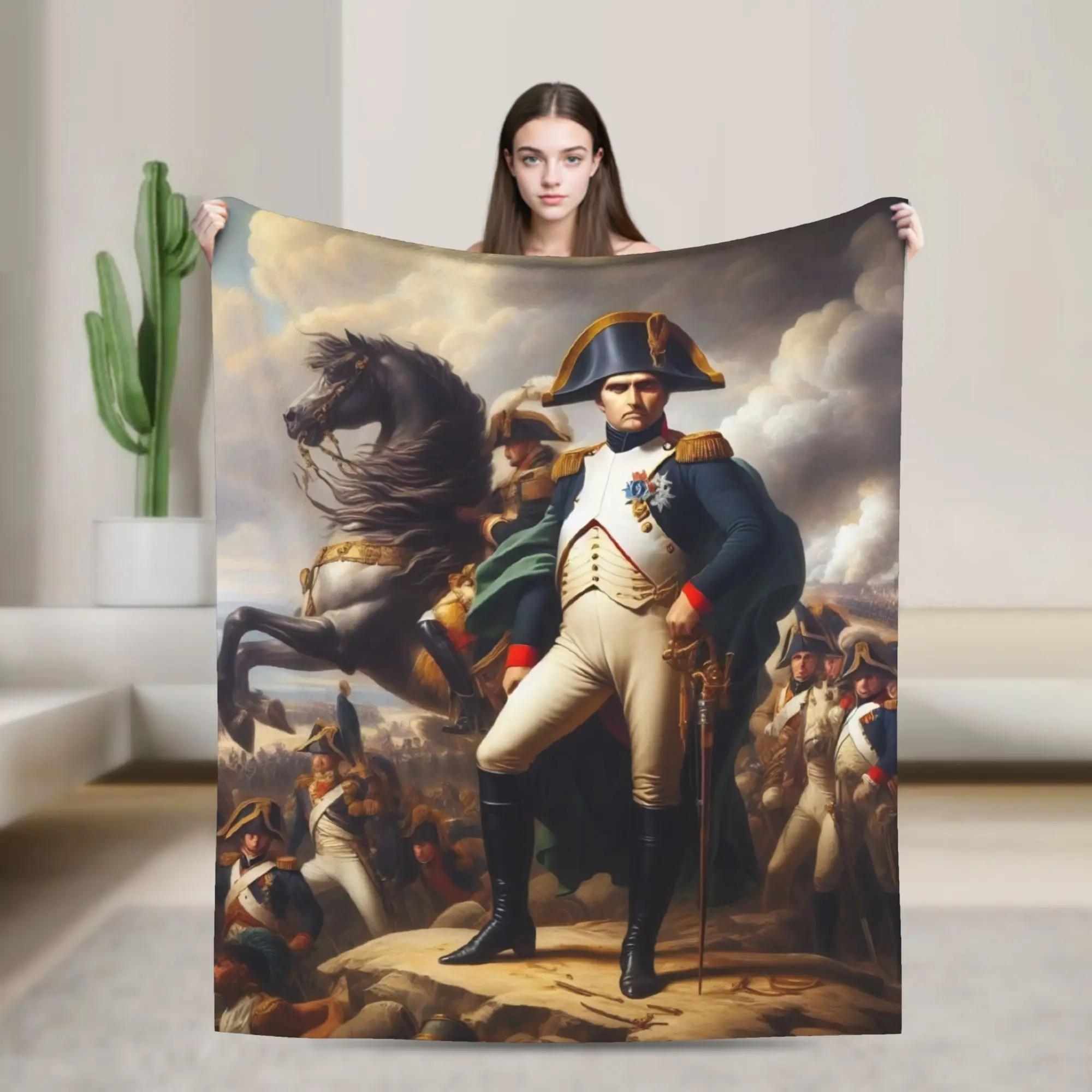 Napoleon Bonaparte Crossing the Alps Art Wool Blanket Warm Throw for Home Office Winter 80x120cm(31x47inch)