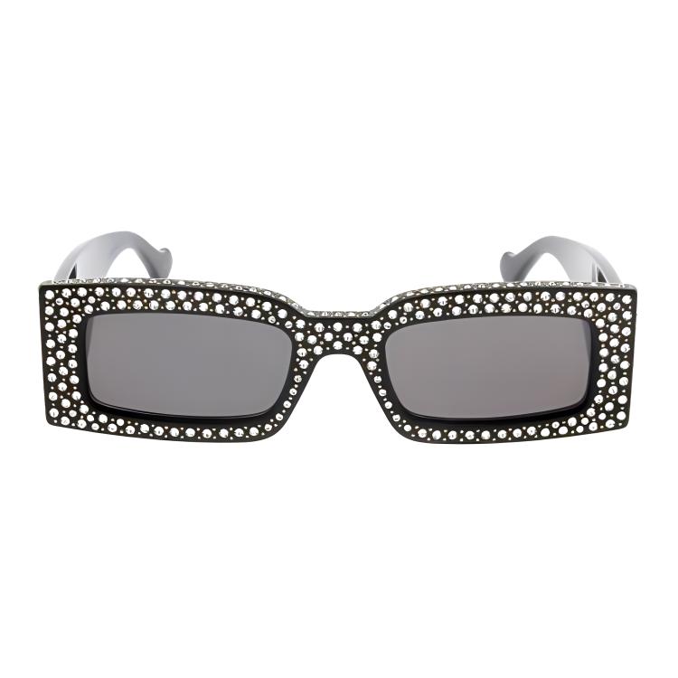 GUCCI Acetate Irregular Sunglasses Unisex Couple Black