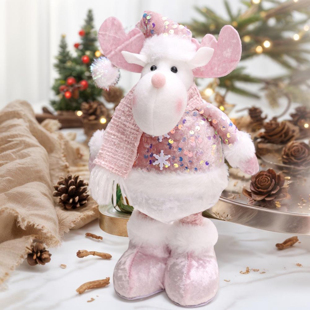 Christmas Charming Pink Height-Adjustable Snowman Santa Claus and Reindeer Christmas Decorative Items Holiday Home And Office De