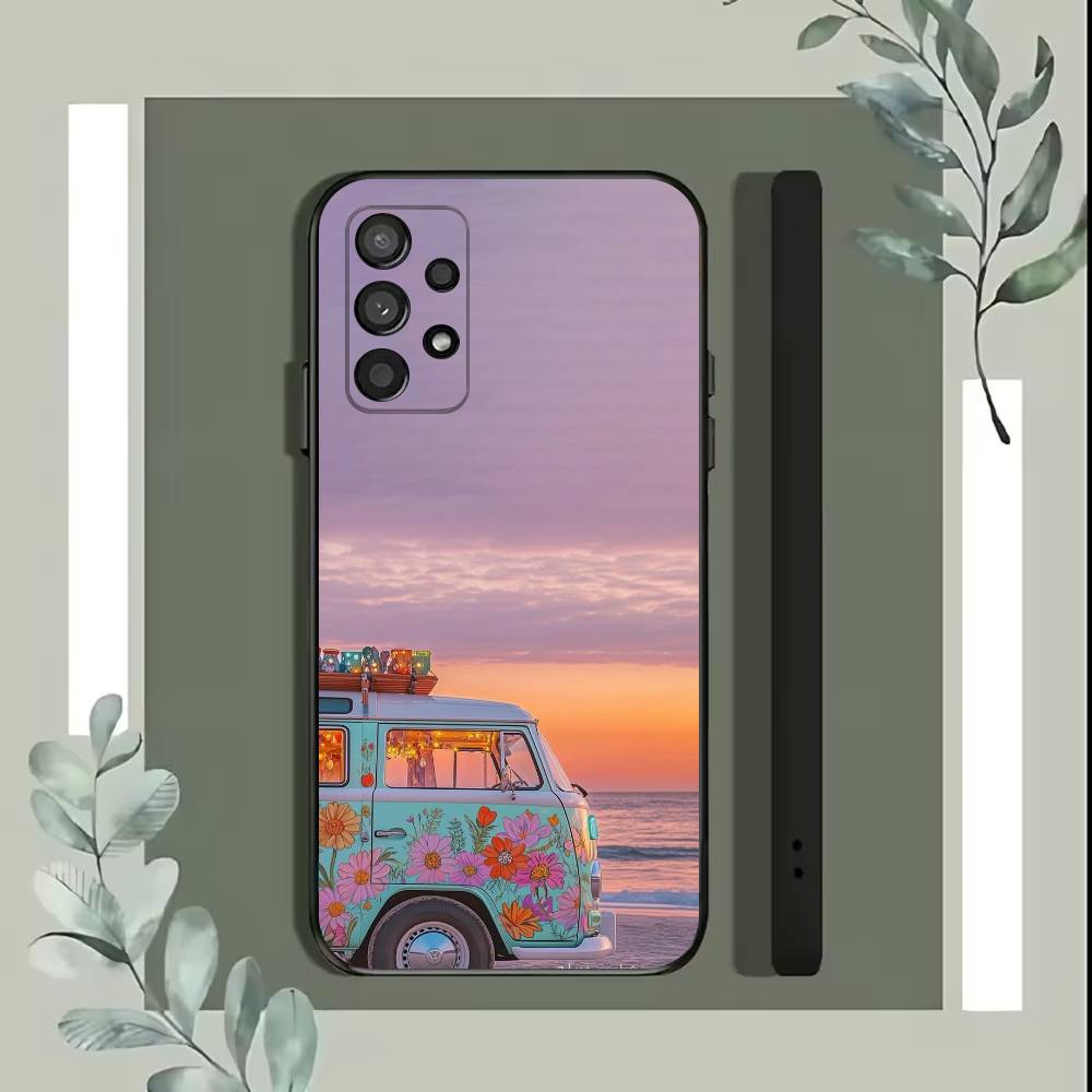 Combi Van Surf Phone Case For Samsung S25,S24,S21,S22,S23,S30,Ultra,S20,Plus,Fe,Lite,5G Black Cover