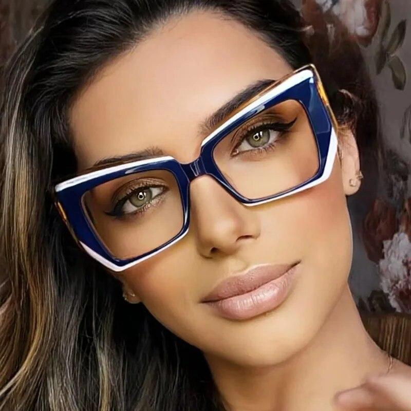 Women Luxury Designer Color Stitching Eyeglasses for Ladies Anti Blue Light Blocking Glasses Frame Optical Frame