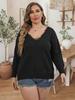 European and American Large-size Women's Woven Sweater Bottoming Shirt Top Splicing Lace V-neck Pullover Sweater F21397