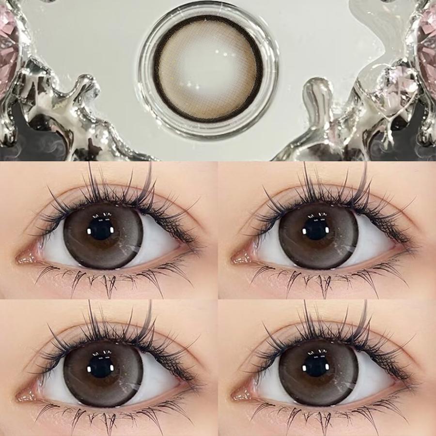 (0.00~6.00)Freshlady 1 Pair Brown 14.50mm Yearly Colored Contact Lenses, 40% Water, Gentle, Deep and Enlarging Big Eye Effect, Comfortable for Makeup