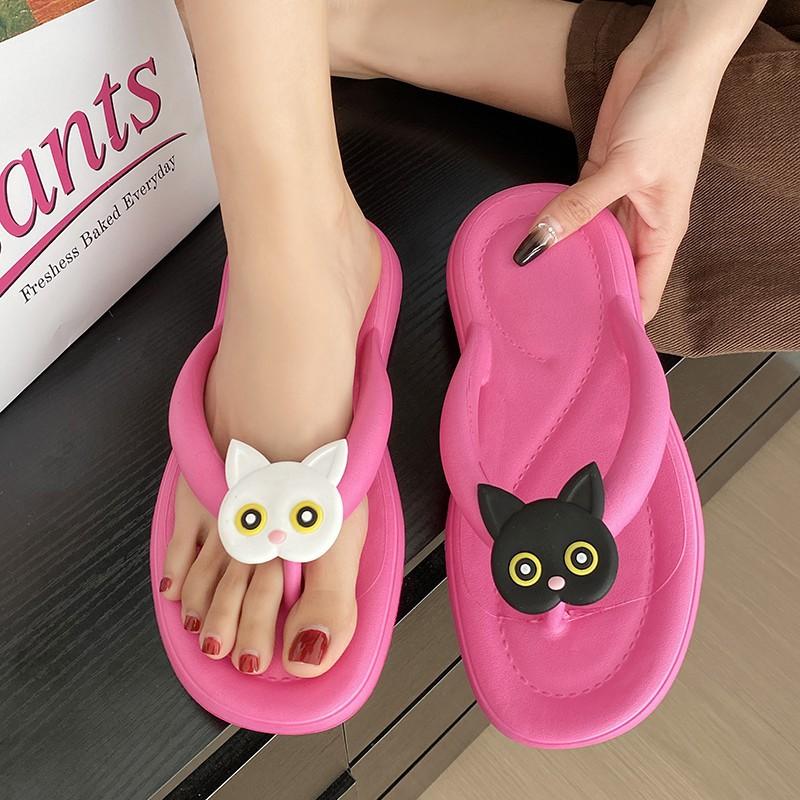 

EVA flip-flops women summer wear black slippers light bathroom beach seaside splint sandwich toe swimming cool 40-41 [one size smaller]