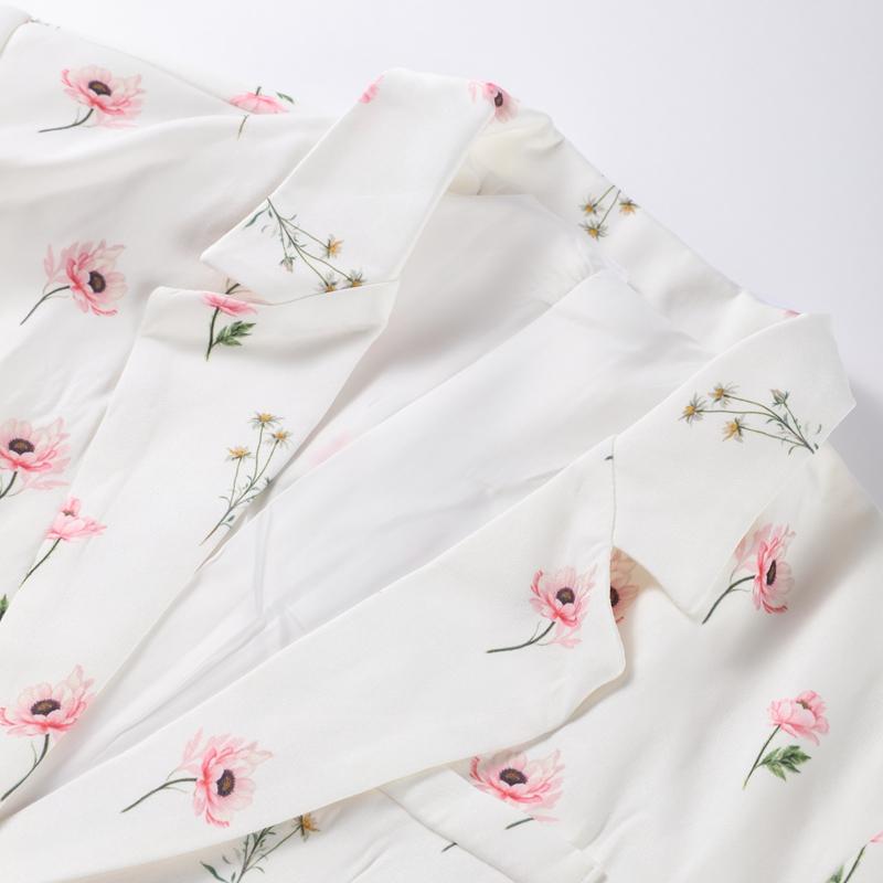 Dámské sako s potiskem, klopami a vázáním v pase, volný kabát s dlouhým rukávem, tenký, jaro a léto 2025