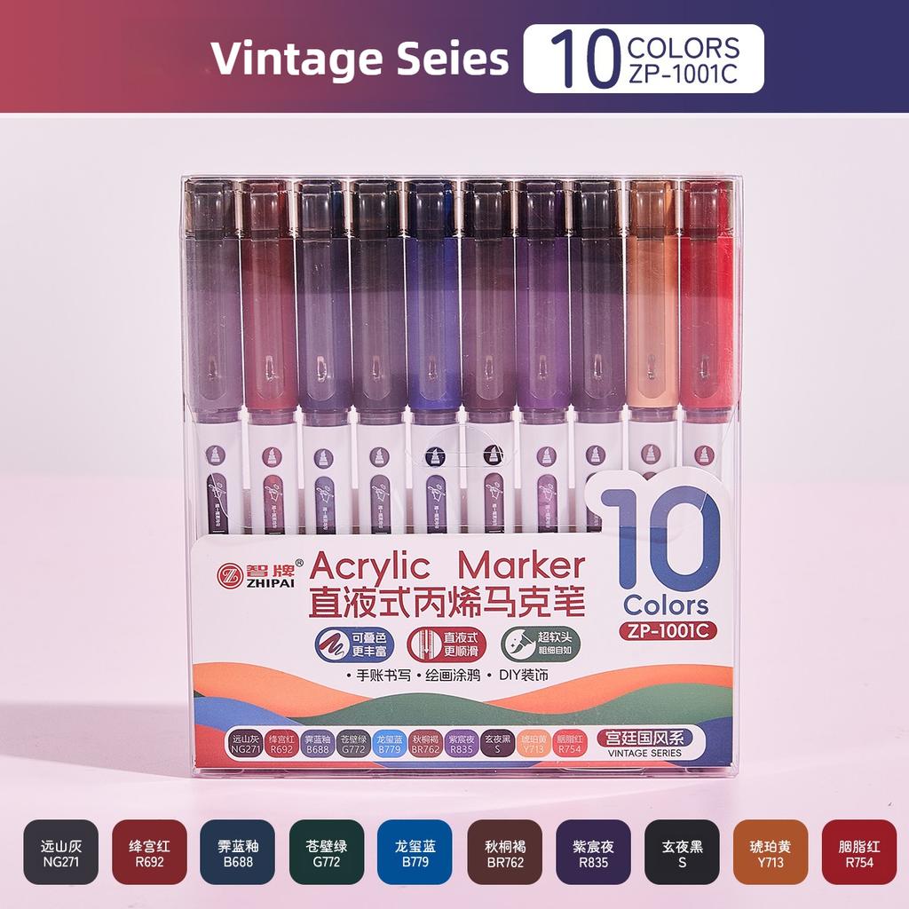 120/10 Colors Direct Liquid Acrylic Paint Pens Brush Marker for Rock Painting Stone Glass DIY Art Supplies Stationery PK LANGUO
