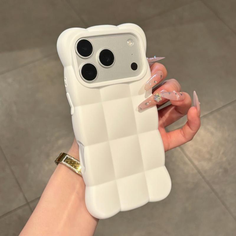 3D Cloud Puff Silicone Phone Case For IPhone14 15 16 17 Pro Max, Solid Color Cute Full Wrap Shockproof Protective Cover
