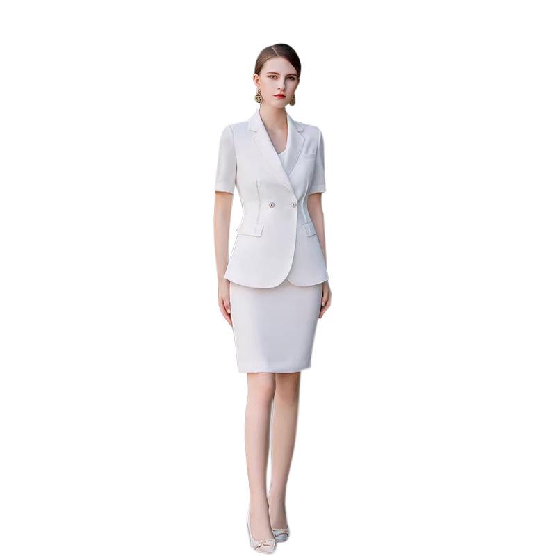 Summer White Short Sleeve Professional Suit - Goddess Style Workwear