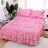 3Pcs Bed Sheet Pillowcase Lace Skirts Bedding Set Bedspread Elastic Fitted Mattress Cover Bedsheet Couple Quilt Single