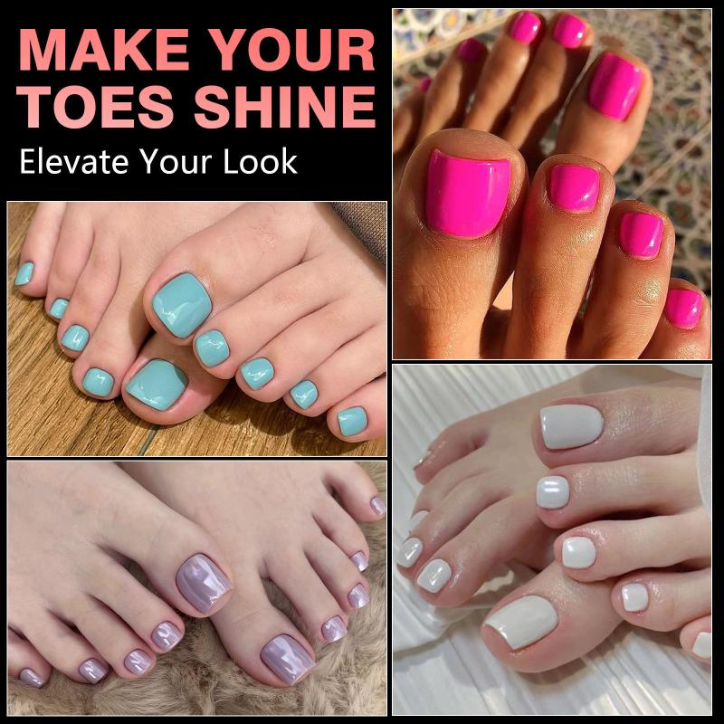 240/320Pcs Diy Home Salon Extension Press On Nail Short Toesnail Tips Square Clear&Matte Soft Gel Nails Full Cover Nail Stickers