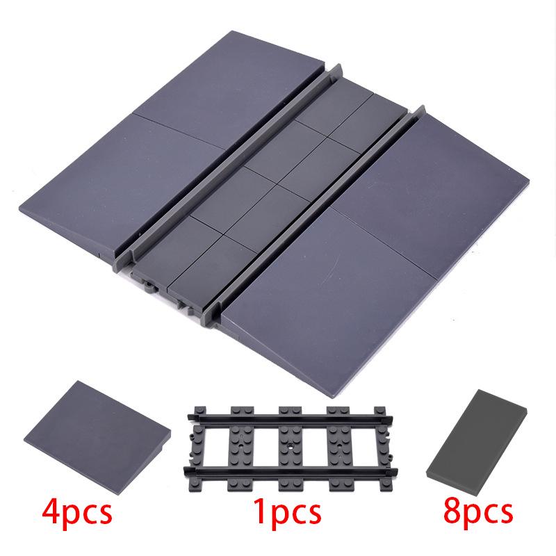 City Trains Left and Right Points Flexible Switch Railway Crossing Tracks Rails Forked Straight Curved Building Block Bricks Toy