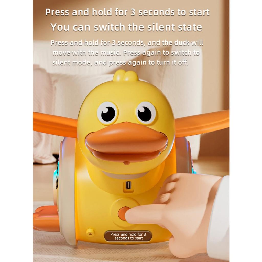 Kid Electric Musical Dancing Duck Simulated Foraging Free Rotation Duck Sound&Light Tummy Time Toys Crawling Toys for New Born