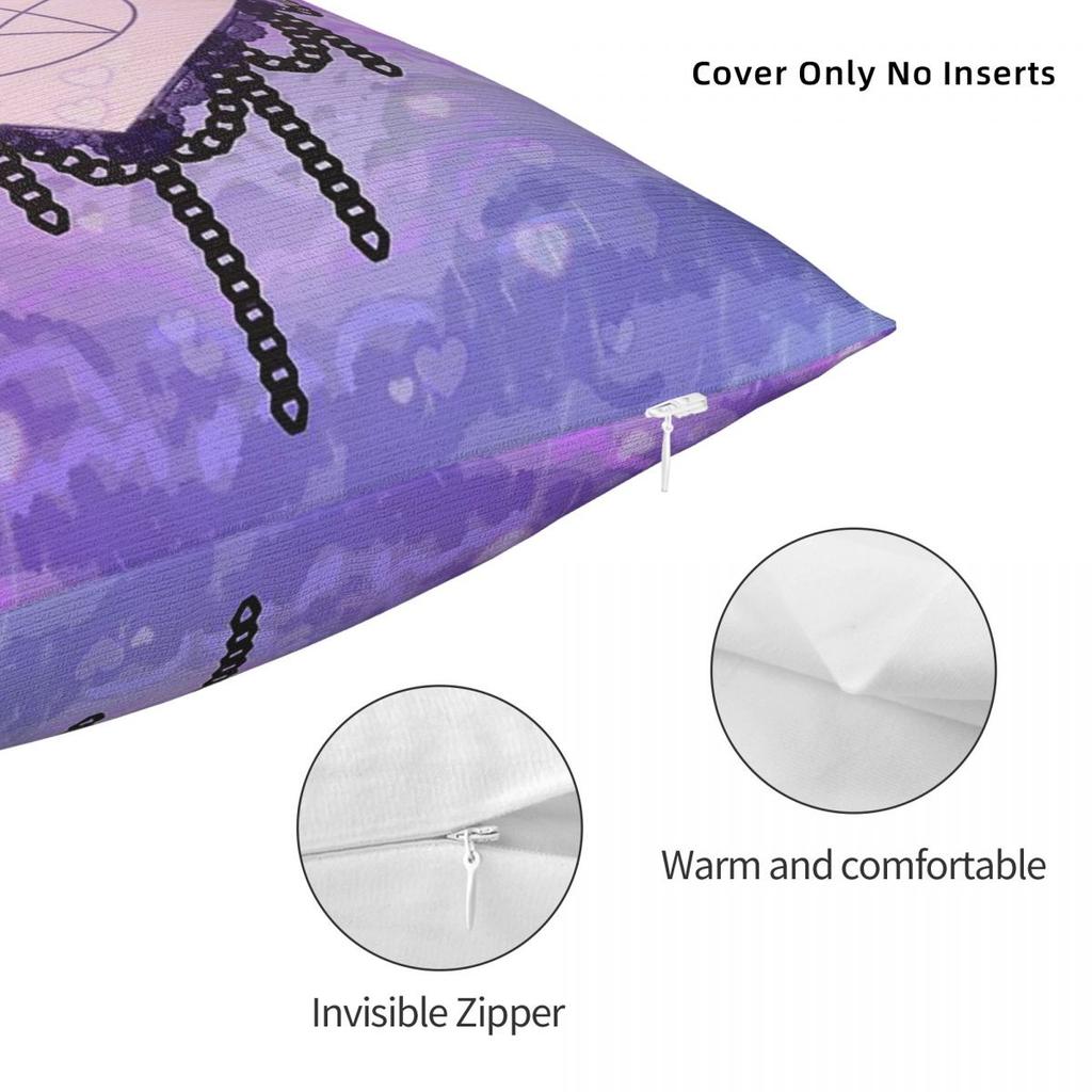 Pastel Witch Heart Square Pillowcase Polyester Linen Velvet Printed Zip Decor Pillow Case Room Cushion Case