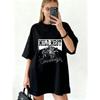 Oversized T Shirt Black Wild West Cowboys Graphic Print Western Theme Casual Wear