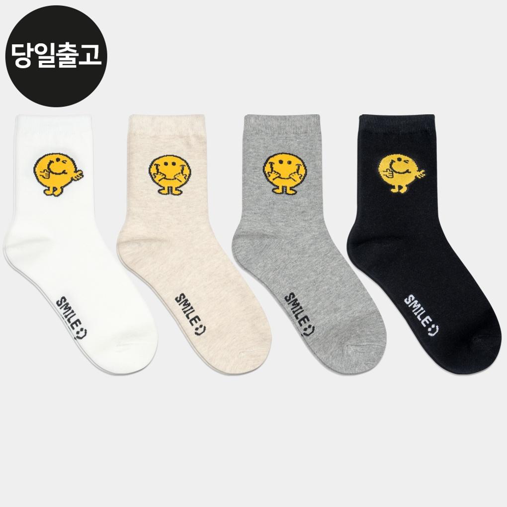 

PG Women s/Student Simple Smile Medium Socks (5 Pairs) Set Daily Simple Fashion Character