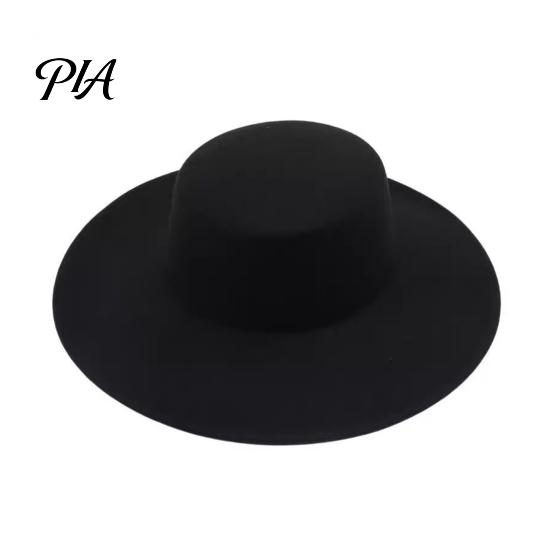Elegant Winter Headwear Flat Top Fedora Hat, Wool Blend Derby Cap, Retro Jazz Style Dress Accessory Wide Brim Felt Hat for Women, Events & Daily Wear