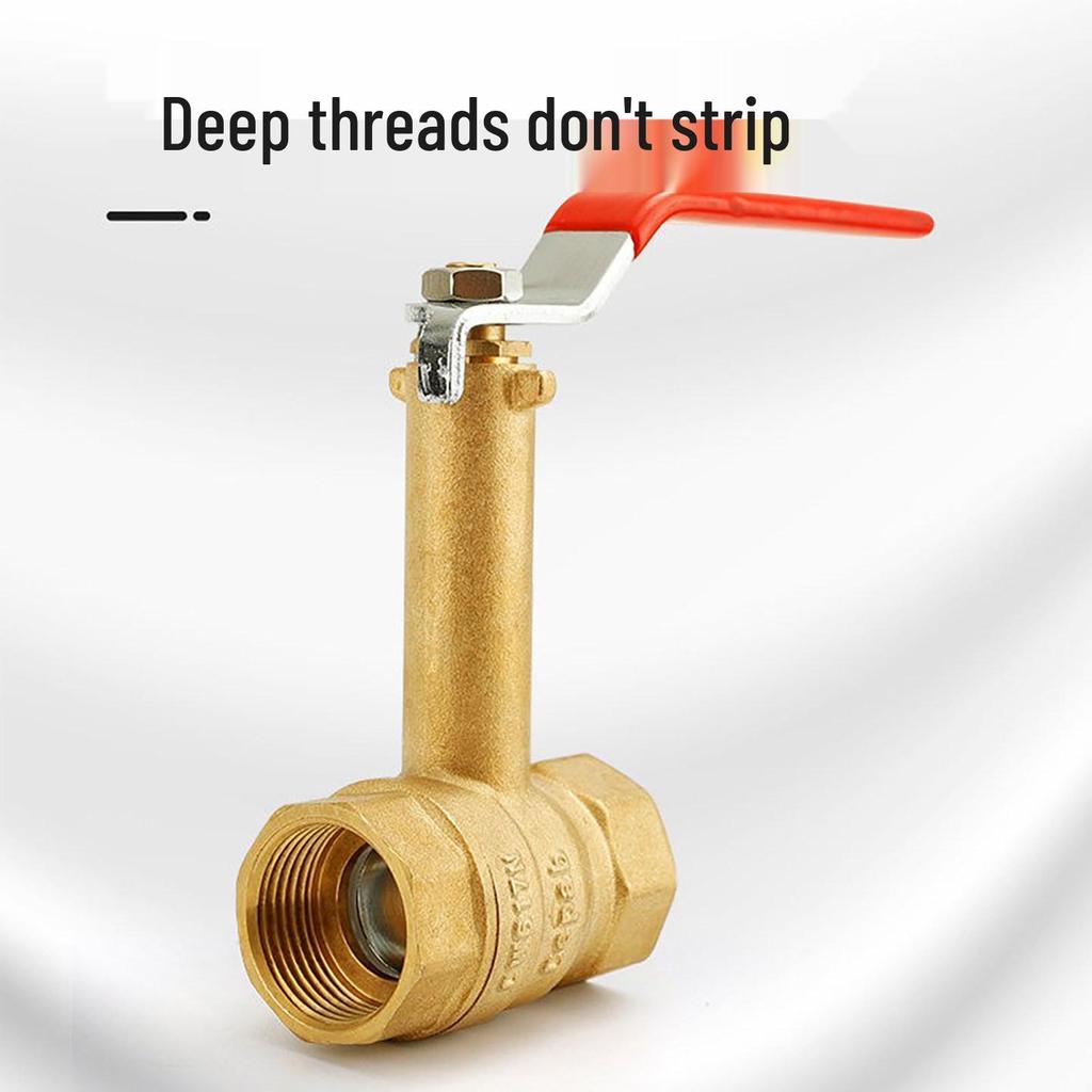 All-Copper High-Stem Straight-Through Ball Valve, 1 Inch, Double Internal Thread, 50 High Neck, Thickened Copper, Dn25.