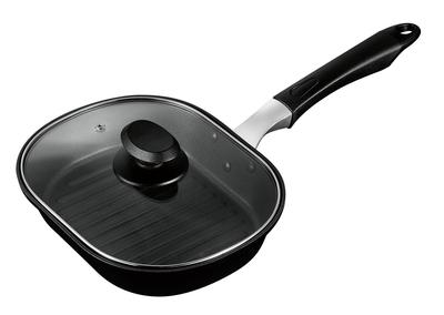 [Online Exclusive] Pearl Metal Wide Pan Mini Grill Pan with Glass Lid, IH Compatible, Fluororesin Coating, AZ-7119