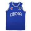 Camiseta de Baloncesto CIBONA #10 Petrovic de Alta Calidad Azul Ropa Deportiva para Exteriores con Bordado Ventilación para Aficionados al Deporte