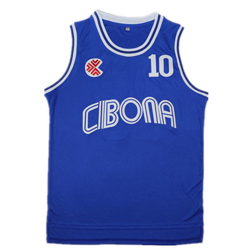 Camiseta de Baloncesto CIBONA #10 Petrovic de Alta Calidad Azul Ropa Deportiva para Exteriores con Bordado Ventilación para Aficionados al Deporte