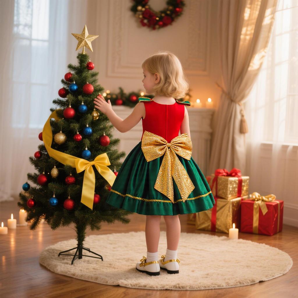 Pailletten Prinzessinnenkleid für Mädchen - Weihnachtsfeier & Feiertags-Aufführungsoutfit