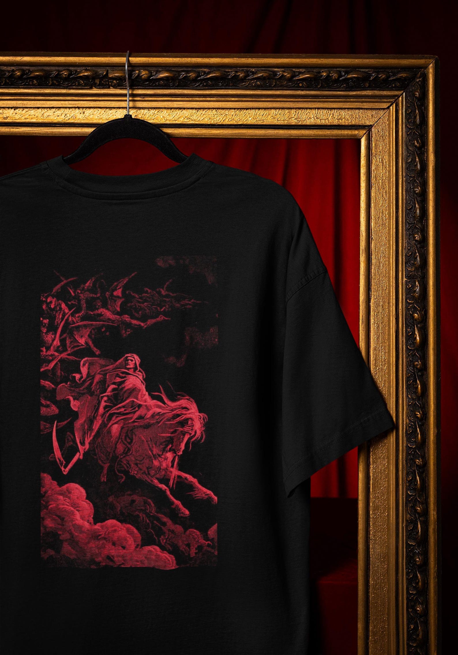 Grim Reaper T-Shirt: Red Horseman Graphic, Gothic Dark Fantasy Comfort Colors® 3XL