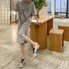 Women's Plus Size Summer T-shirt Dress: Loose Over-the-Knee Slit Skirt & Long Top Base Layer