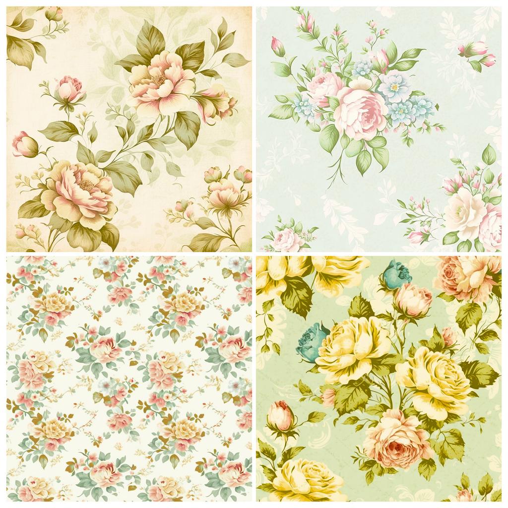 12 Bags, Photo Album Decoration, Cut Paper, Beautiful Small Flower Valentine'S Day Hand Account Material, Background Paper 6 Inch Card Paper