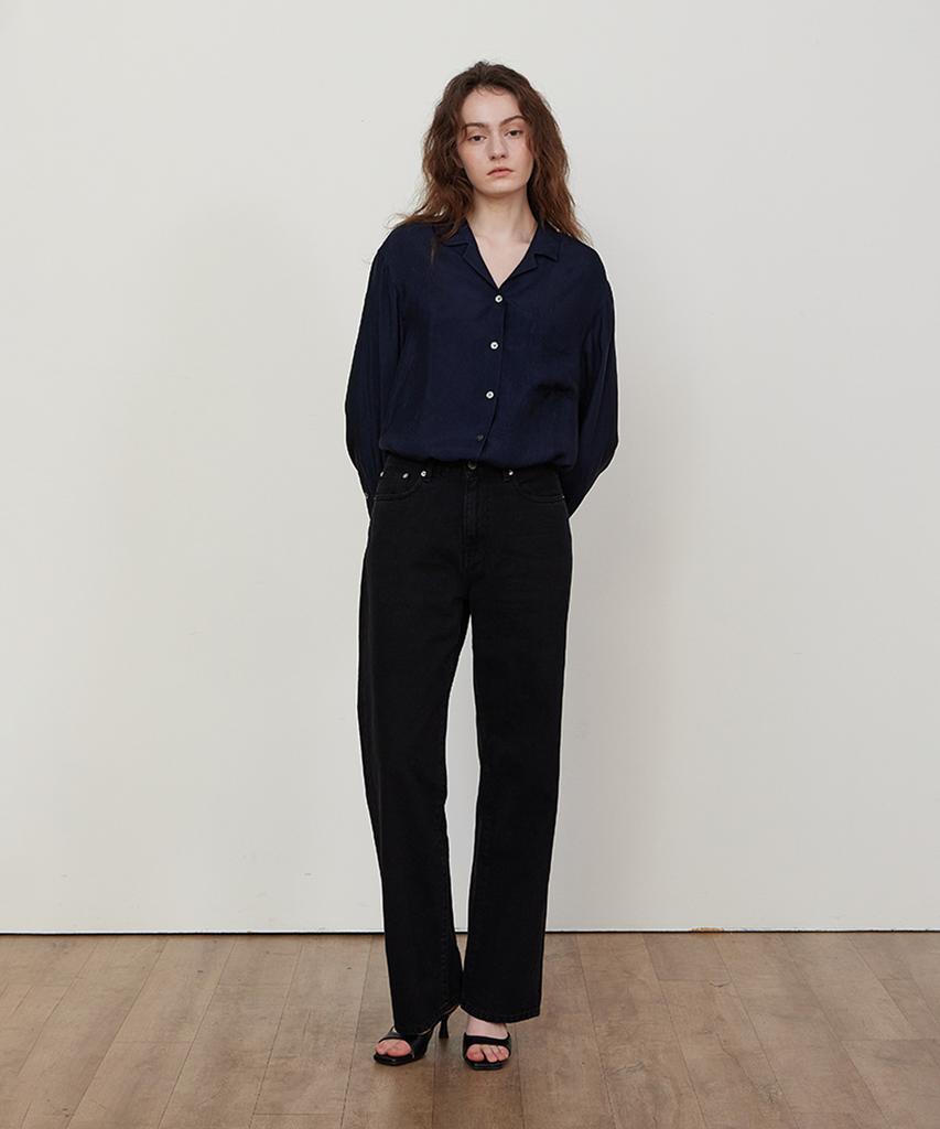STEP AROUND Oversize Dressy Shirt_Navy