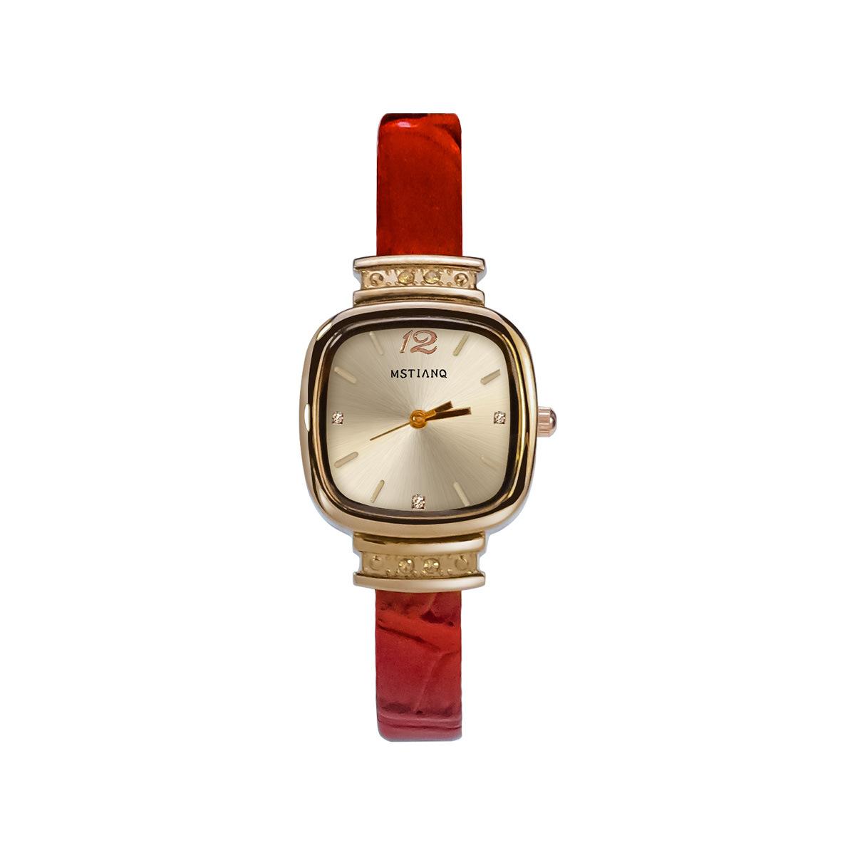 

Small Fresh Watch, High Sense Fashion Temperament Style Women S Student Niche Light Luxury Women S Square Women S Watch красный