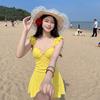 Swimsuit women's high-end sense new beautiful dress-style conservative belly cover and thin chest gathering holiday hot spring swimsuit