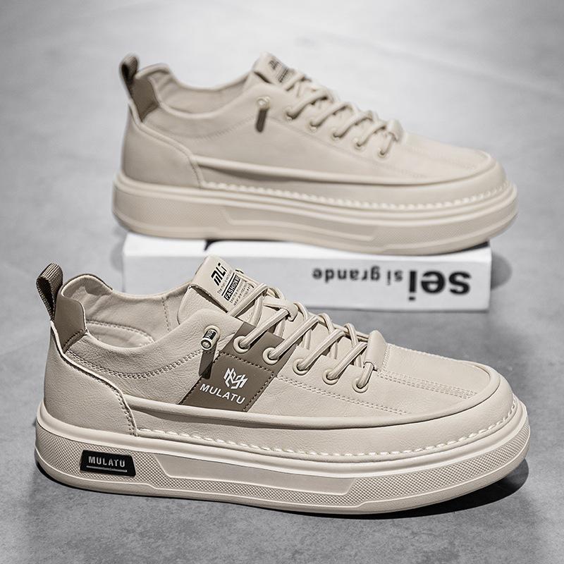 Men'S Shoes Autumn Tide Brand High-End White Shoes Heightening Sports And Leisure Leather Board Shoes