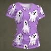 Women's Halloween Printed T-Shirt Short Sleeve Neck Loose Fit Pullover Top