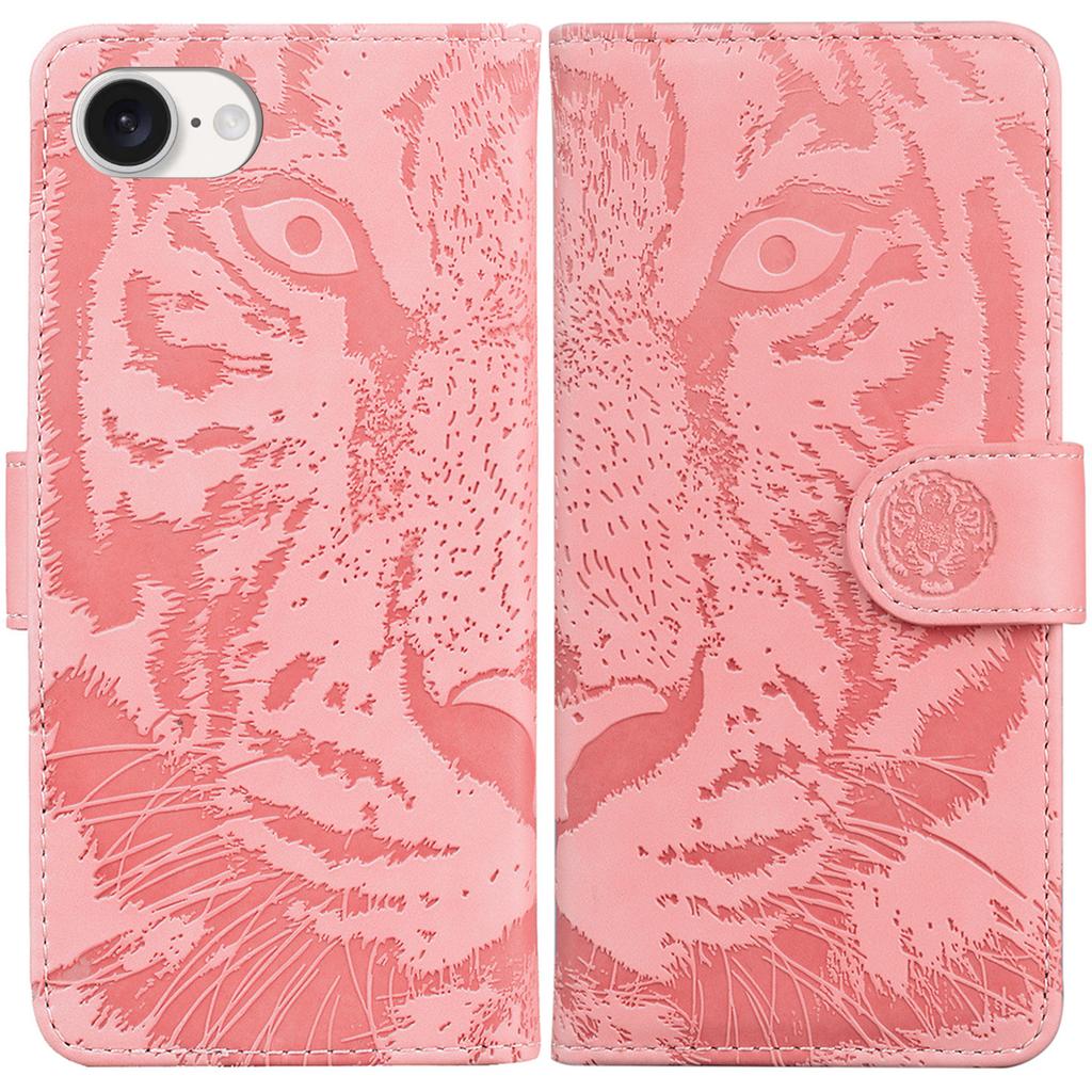 For iPhone 16e Case Wallet Style Tiger Pattern PU Leather Phone Cover