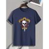 Skull & Rose Print, Men's Graphic Design Crew Neck T-shirt, Casual Comfy Tees Tshirts For Summer