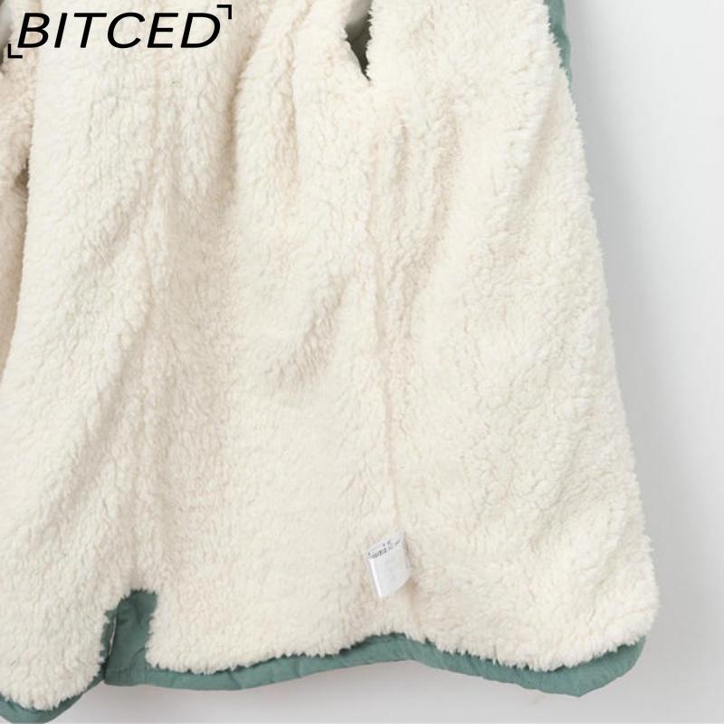 BITCED Autumn/Winter Plus Size Women's Shearling Hooded Zip-Up Fleece-Lined Coat