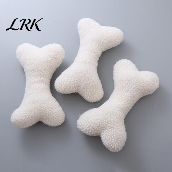 Dog Chew Toy Plush Squeaky Bone Toy, Soft Lamb Wool Chewing with Built-in Sound, Washable Interactive Fetch Noise Making Pet for Small Medium