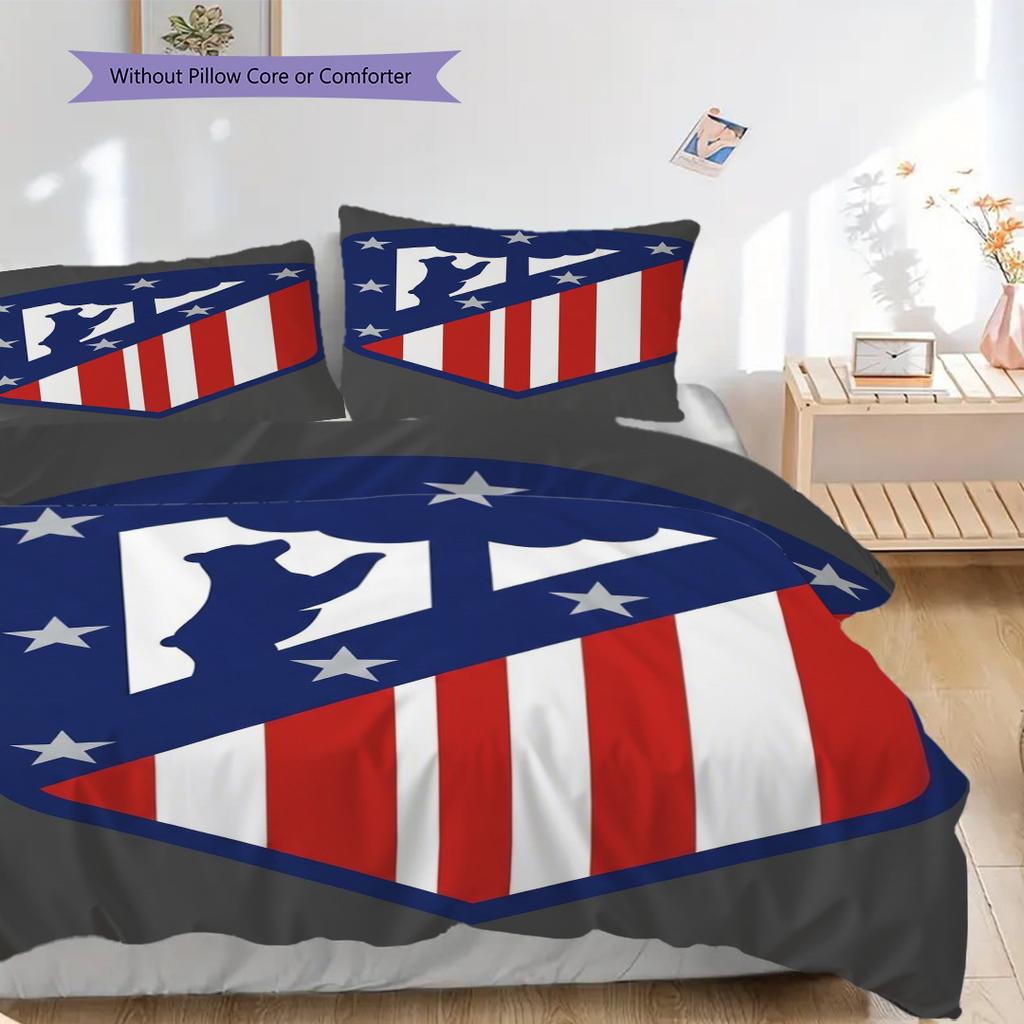 Strength Unity: Atlético Madrid Spirit Three-piece Set (1 * Duvet Cover + 2 * Pillowcase, Without Core) Duvet Cover and Pillowcase Bedding Set